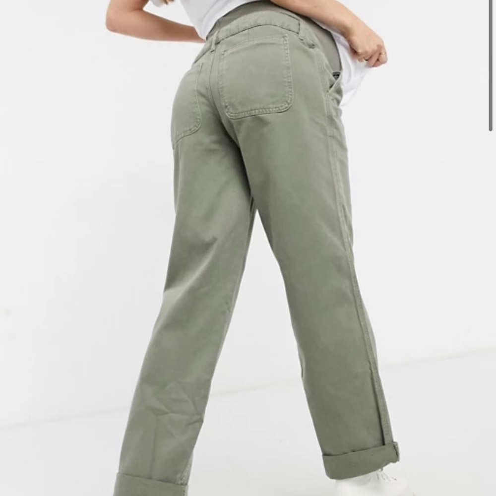 Maternity slouchy chino pants in khaki